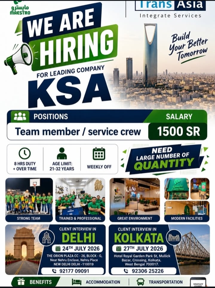 HIRING FOR LEADING COMPANY KSA