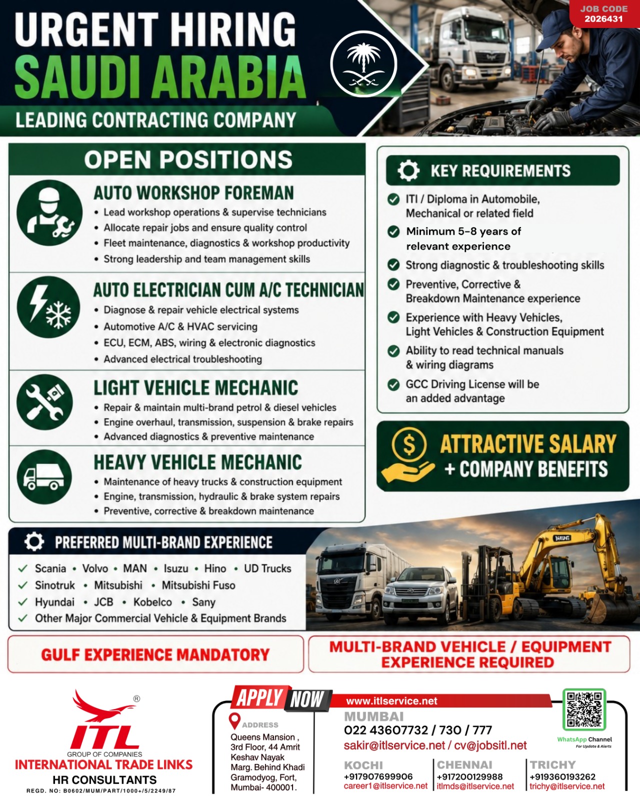 HIRING for leading company- Saudi Arabia