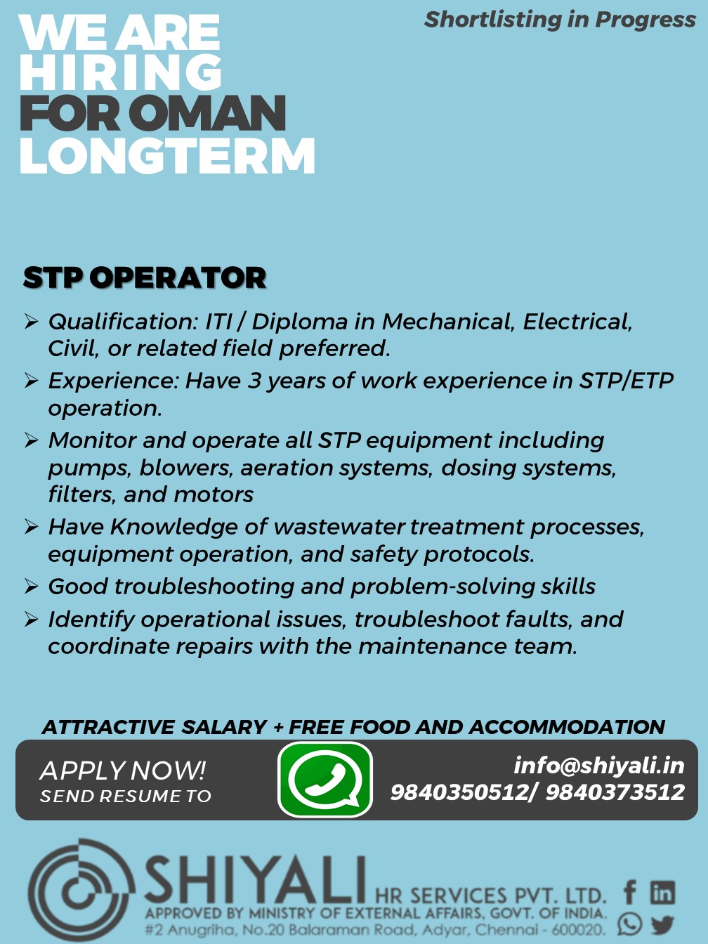 HIRING FOR LONG TERM PROJECT IN OMAN