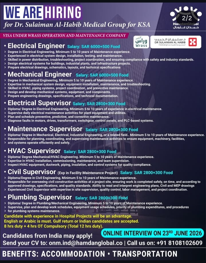Hiring for medical group in kSA