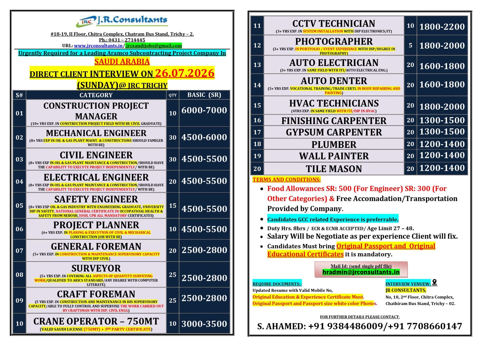 HIRING FOR MULTIPLE POSITION