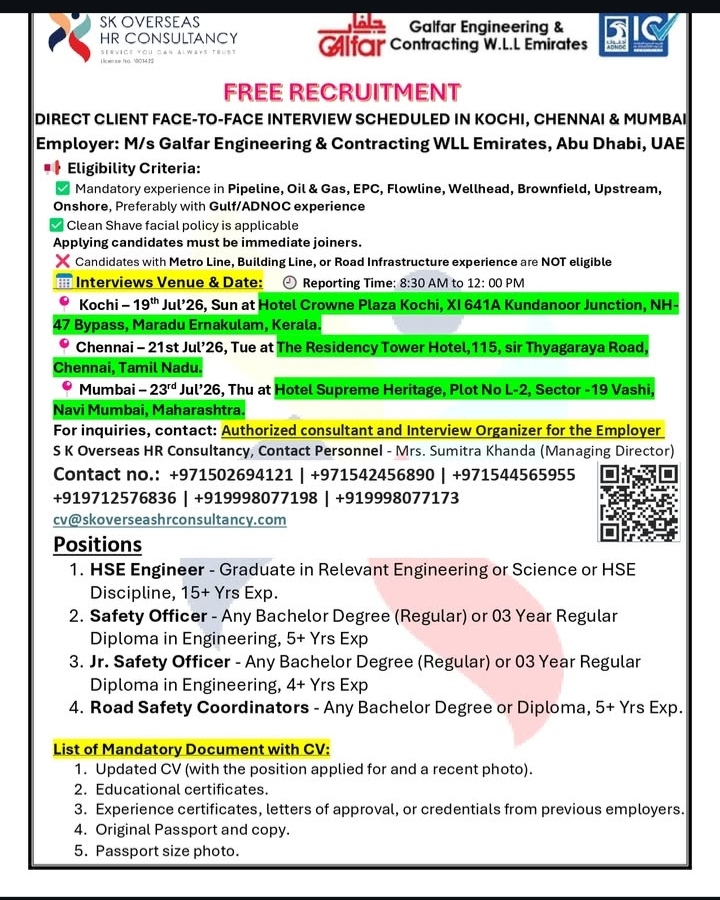 HIRING FOR MULTIPLE POSTIONS - ABU DHABI