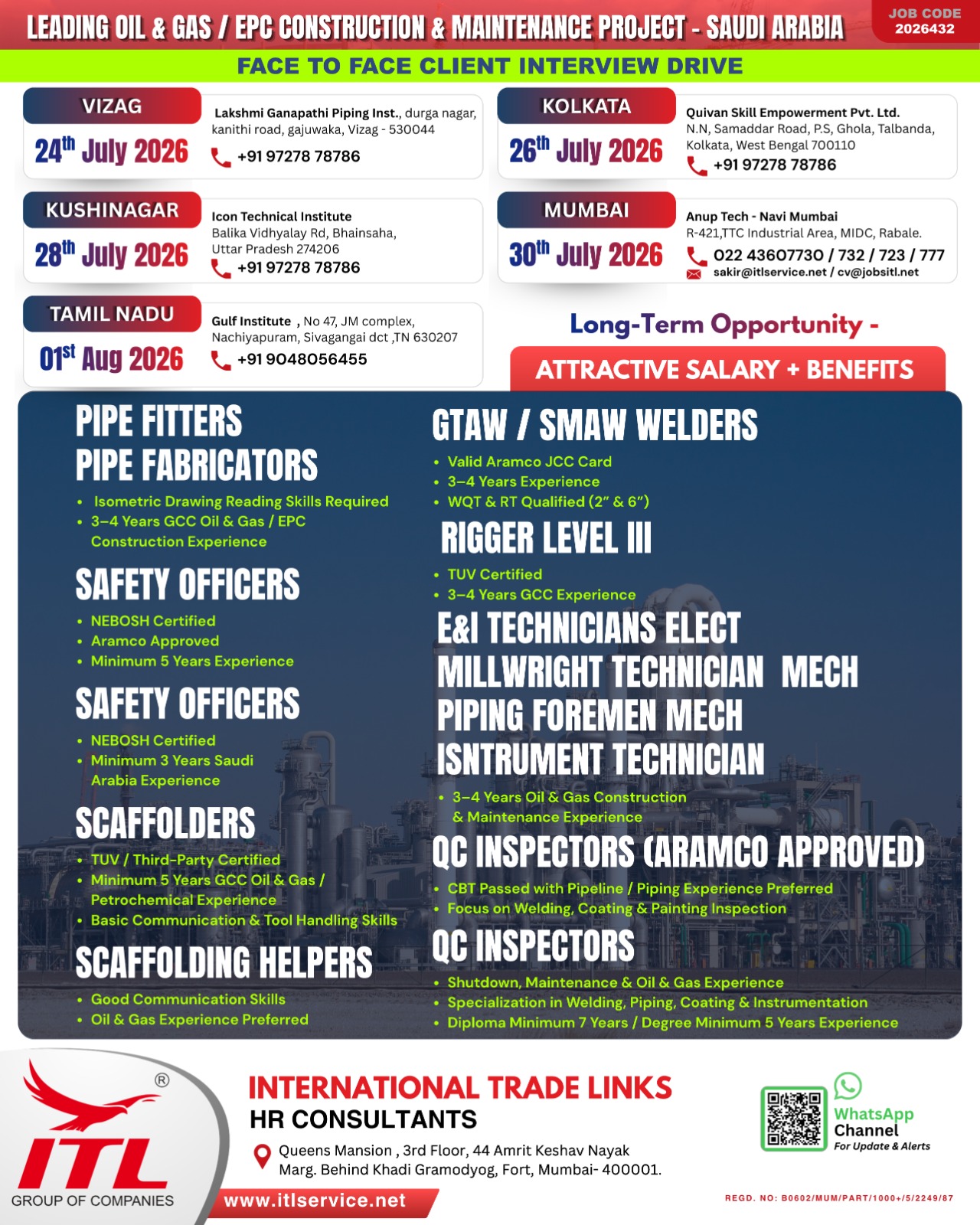 HIRING FOR OIL AND GAS CONSTRUCTION PROJECT - SAUDI ARABIA