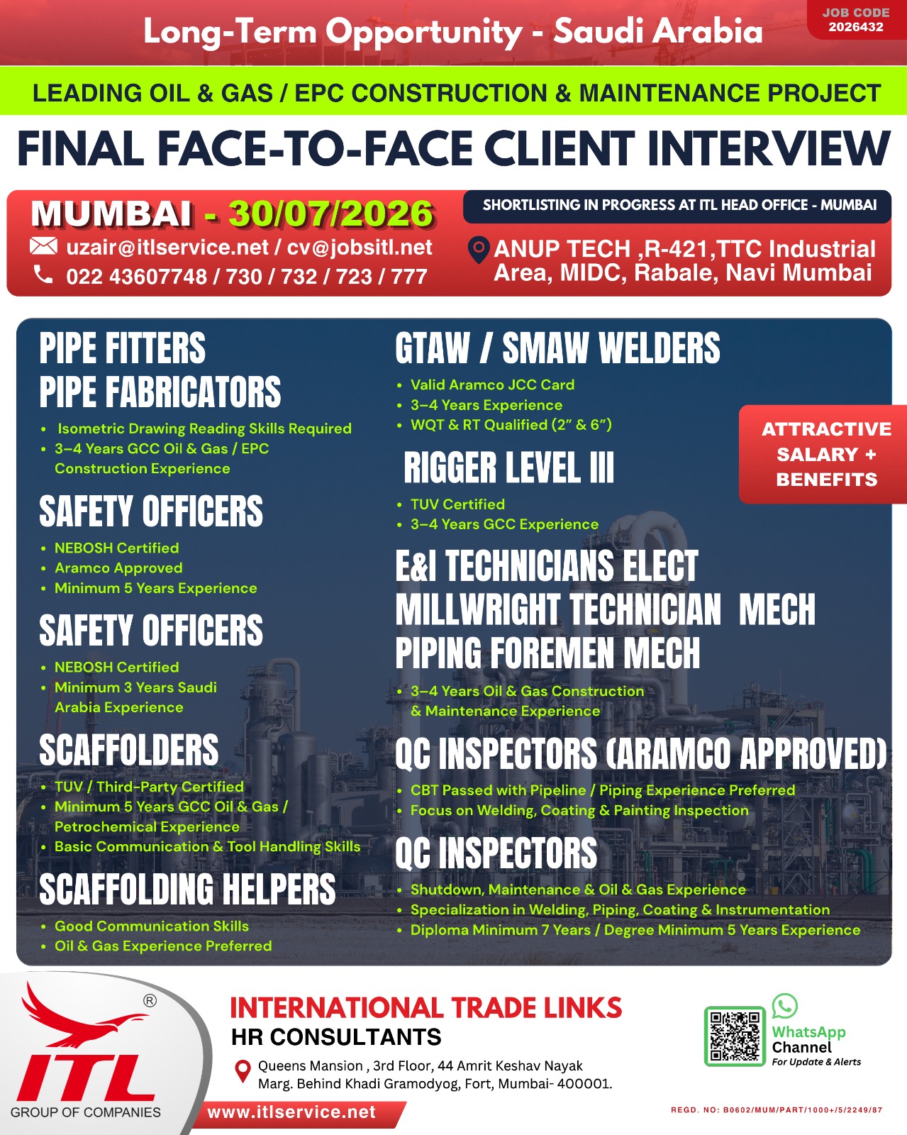 HIRING FOR OIL AND GAS PROJECT - SAUDI ARABIA