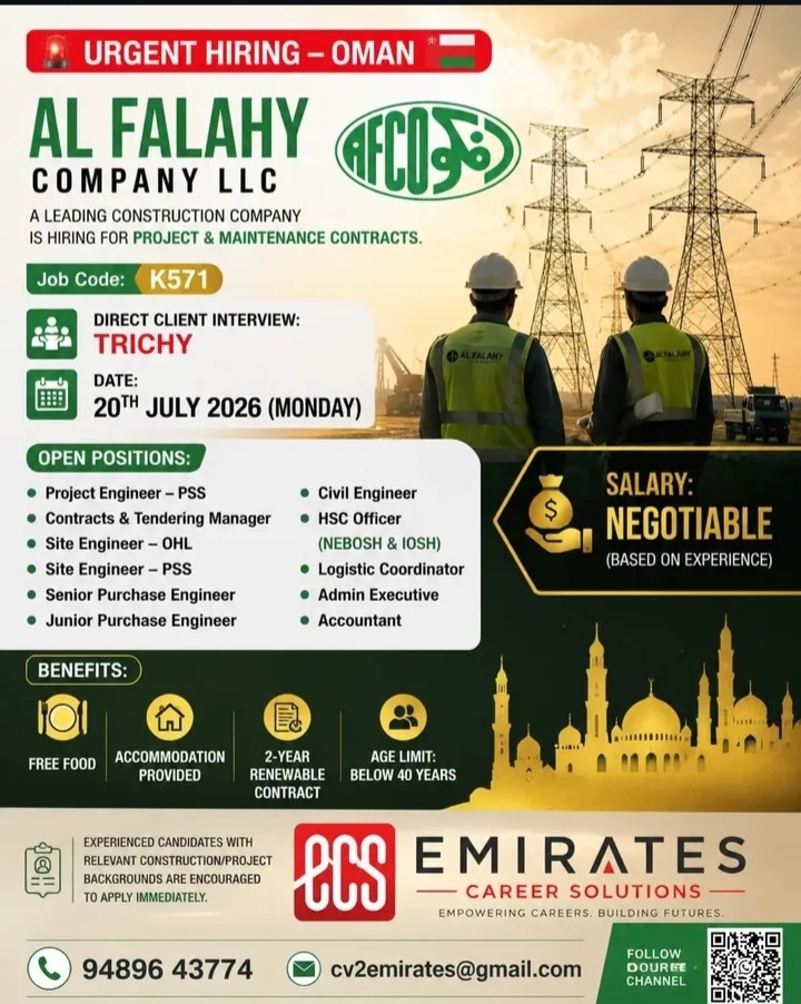 HIRING FOR OMAN - construction and maintenance