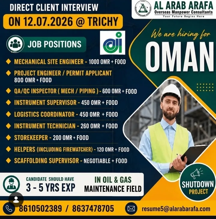 Hiring for oman