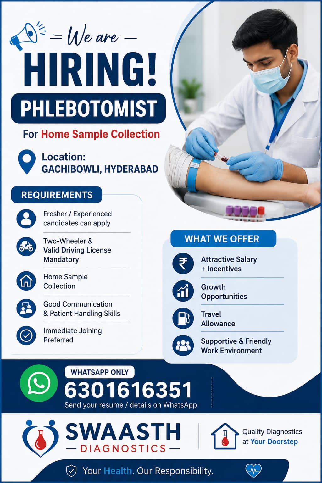 Hiring for phlebotomist