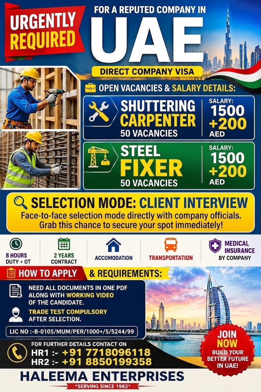 HIRING FOR REPUTED COMPANY OF UAE