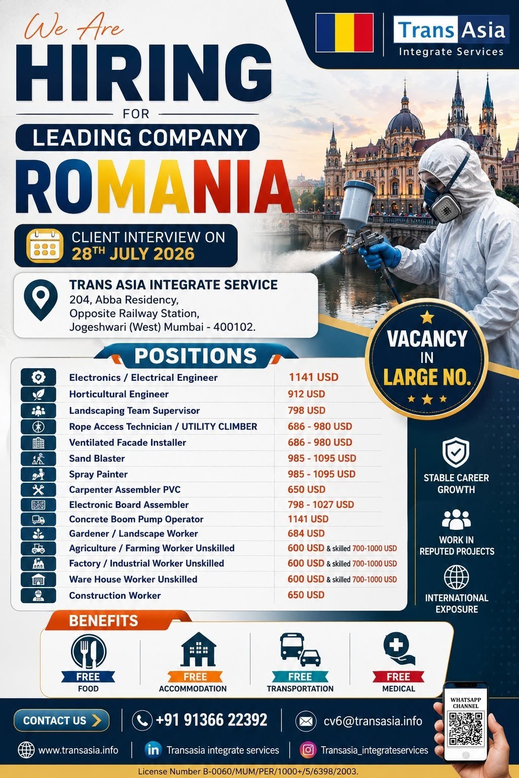 HIRING FOR ROMANIA