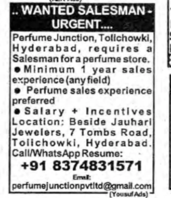 HIRING FOR SALESMAN