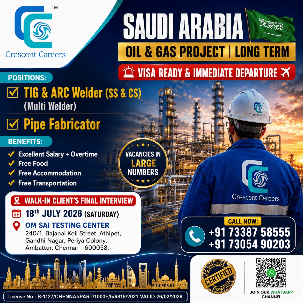 HIRING FOR SAUDI ARABIA OIL AND GAS SECTOR