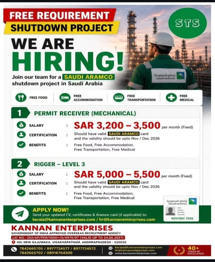 HIRING FOR SAUDI ARABIA