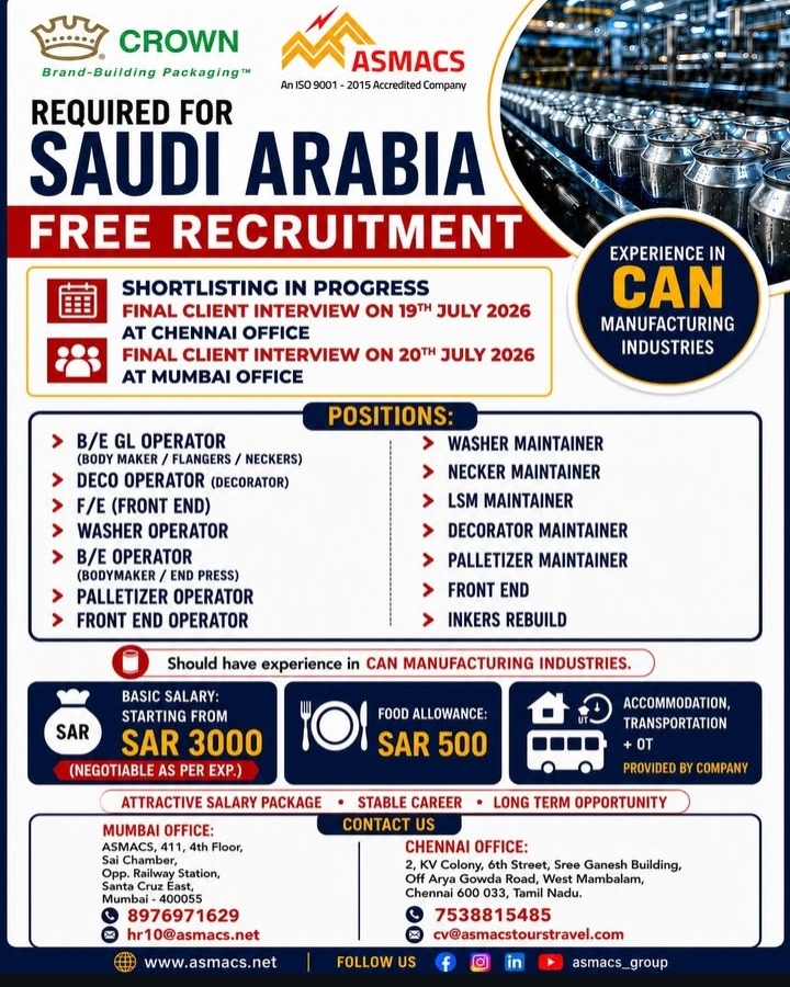 HIRING FOR SAUDI ARABIA
