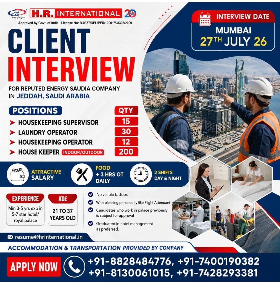 HIRING FOR SAUDI ARABIA