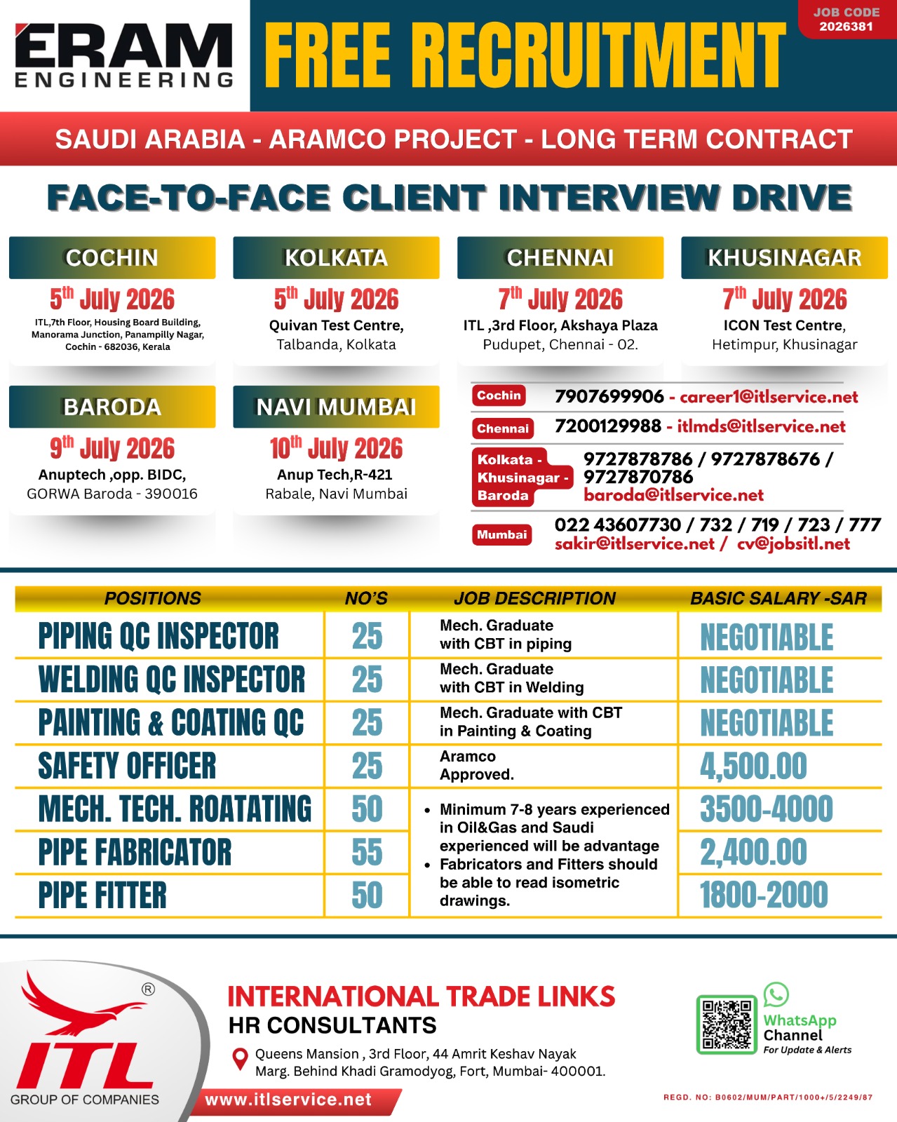 Hiring for Saudi Aramco project