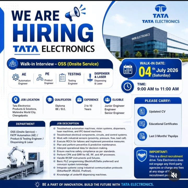 HIRING FOR TATA ELECTRONICS