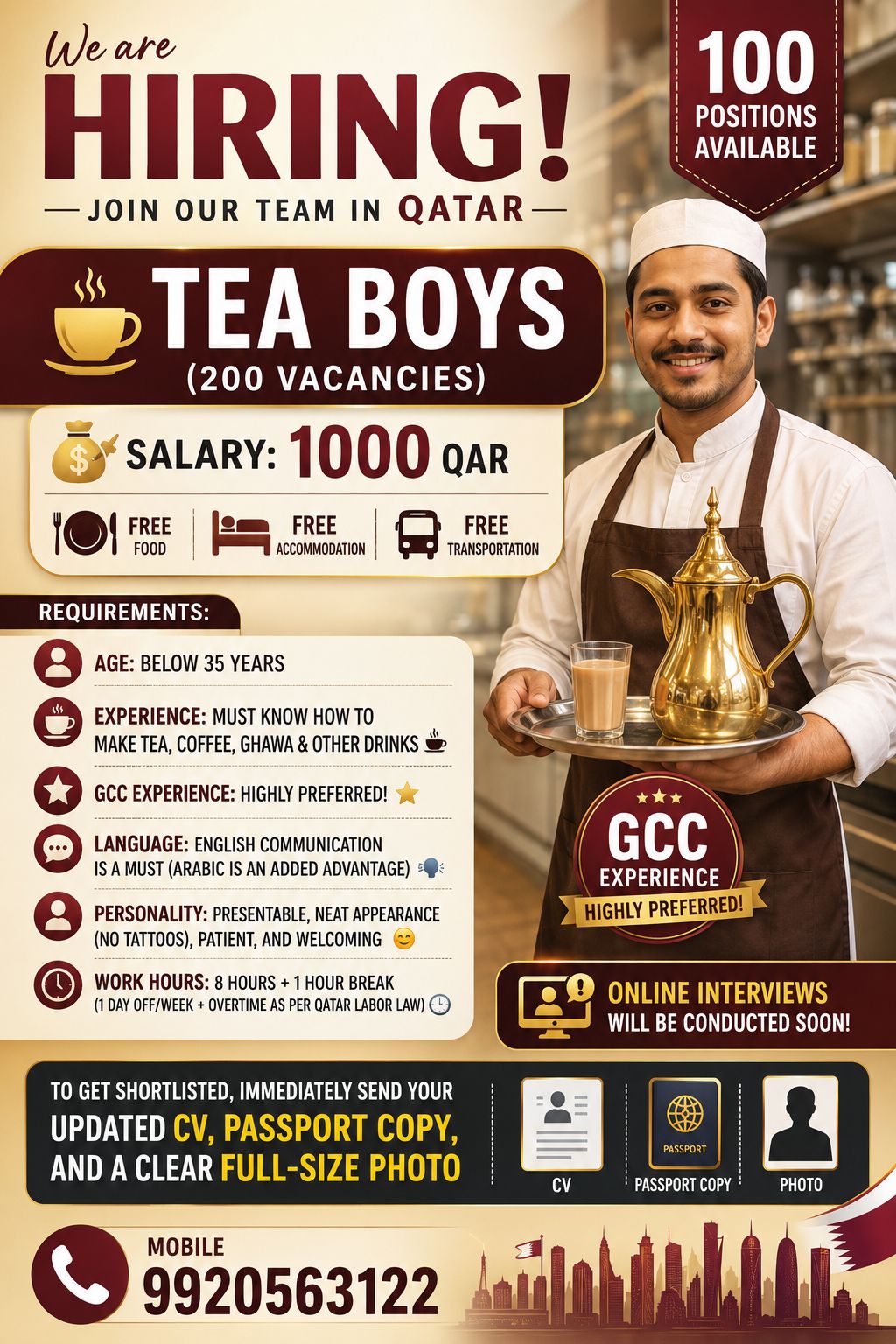 HIRING FOR TEA BOYS