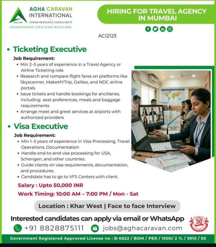 Hiring for travel agency