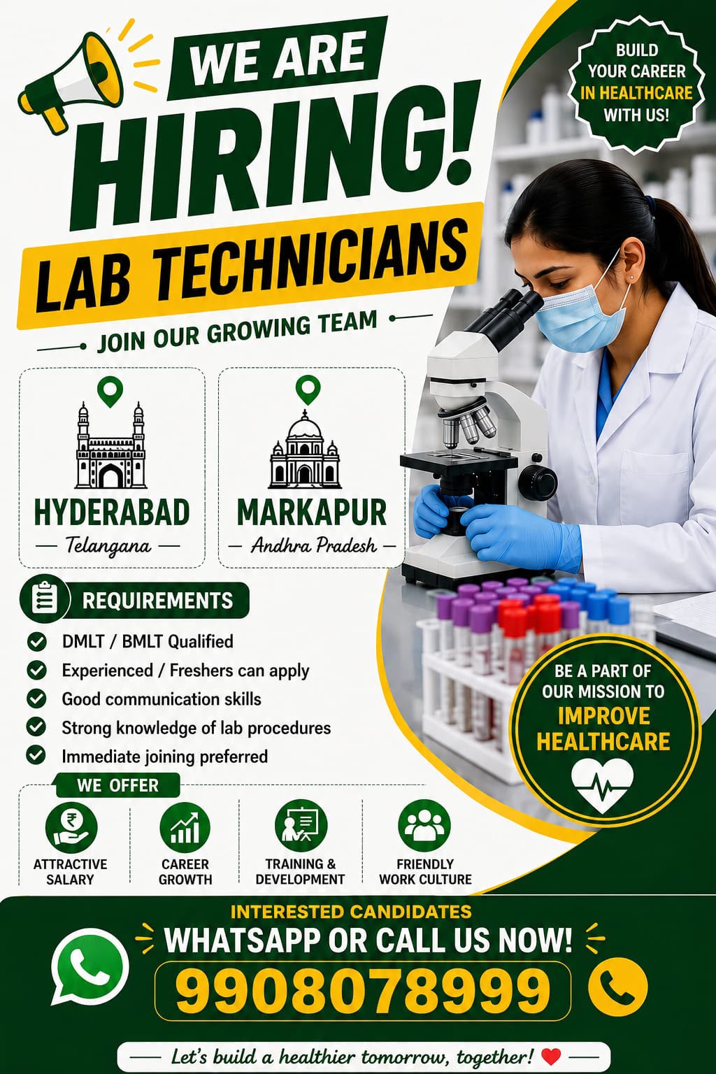 Hiring Lab Technicians: Join Our Team in Hyderabad & Markapur