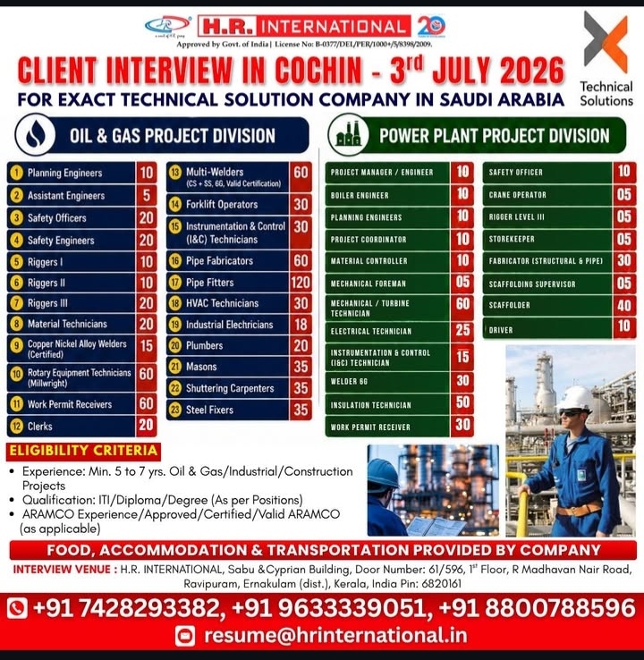 Hiring now for Saudi Arabia