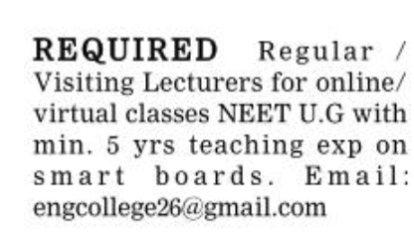 Hiring Virtual Lecturers for NEET U.G