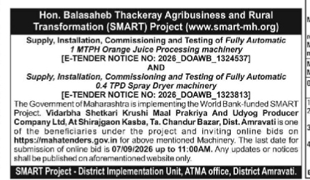 Hon. Balasaheb Thackeray Agribusiness and Rural Transformation (SMART) Project