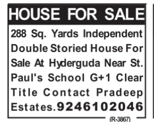 House For Sale Ad in Hyderguda, Hyderabad