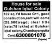 HOUSE FOR SALE at chandrayangutta
