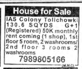 HOUSE FOR SALE- TOLICHOWKI