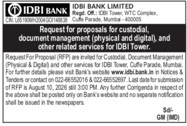 IDB Bank Limited Request for Proposal (RFP) Notice
