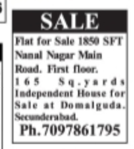 Independent House for Sale at Domalguda, Secunderabad.