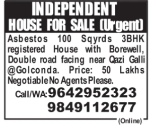 Independent House For Sale At Golconda
