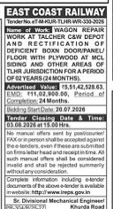 Indian Railways e-Tender: Talcher C&W Depot Wagon Repair