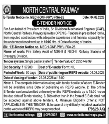 Indian Railways Fire Safety Audit E-Tender Document