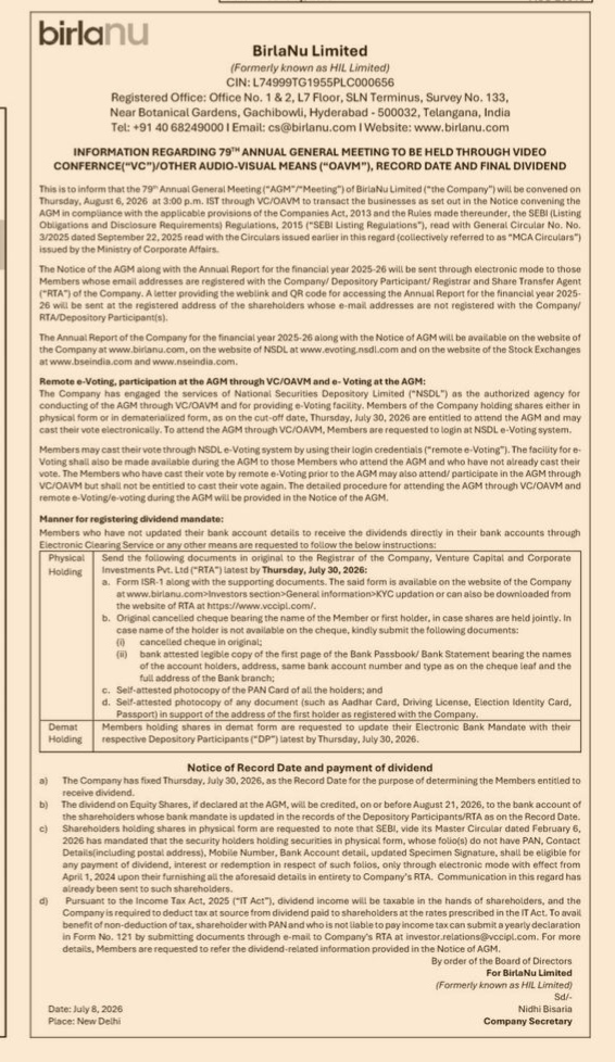 INFORMATION OF 79 ANNUAL GENERAL MEETING