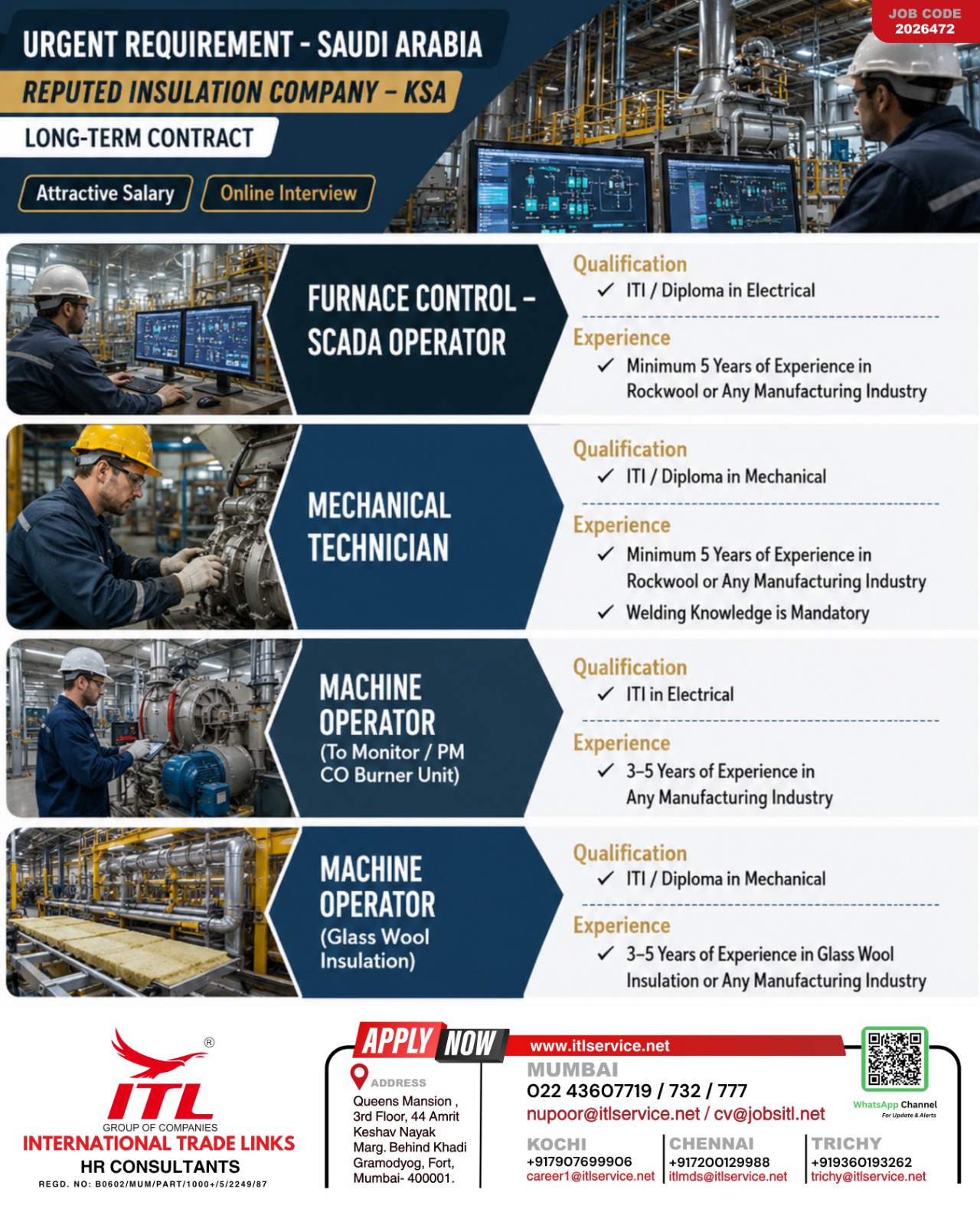 Job Advertisement: Overseas Openings for a Reputed Insulation Company in Saudi Arabia