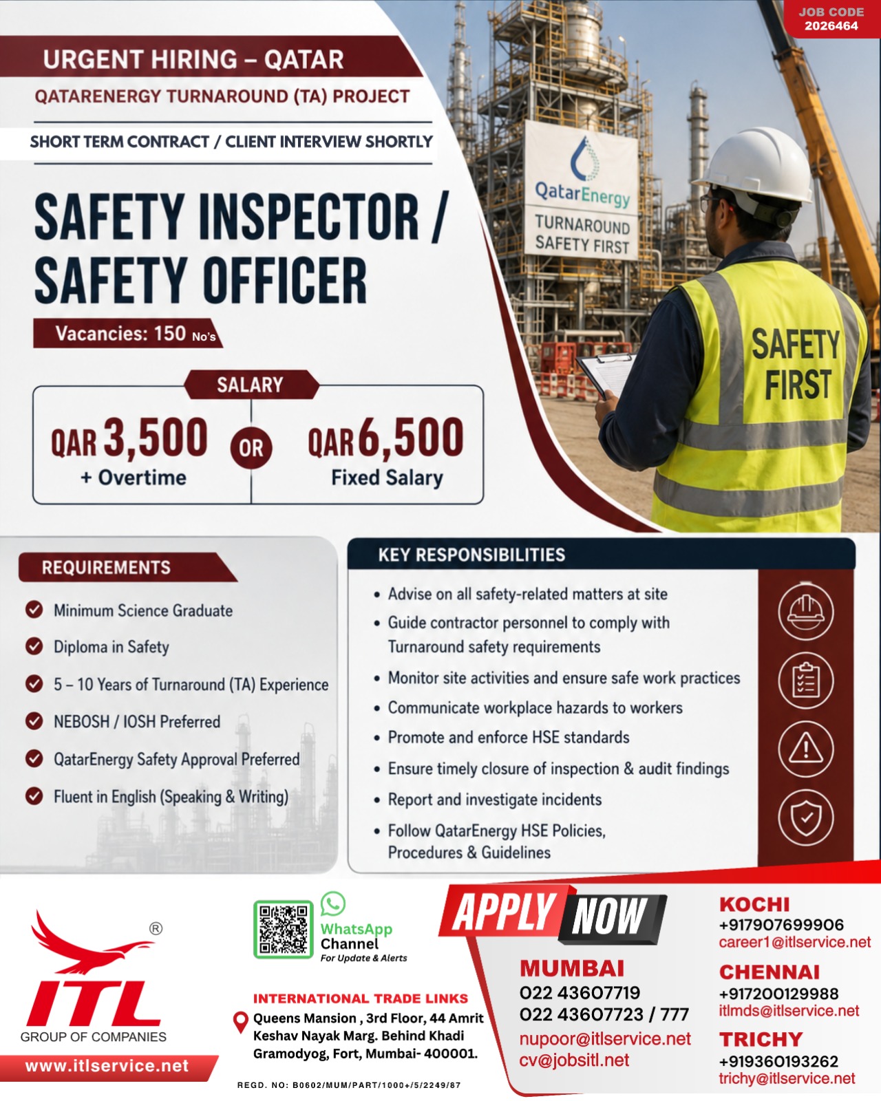 Job Announcement: Safety Inspectors & Officers for QatarEnergy Project
