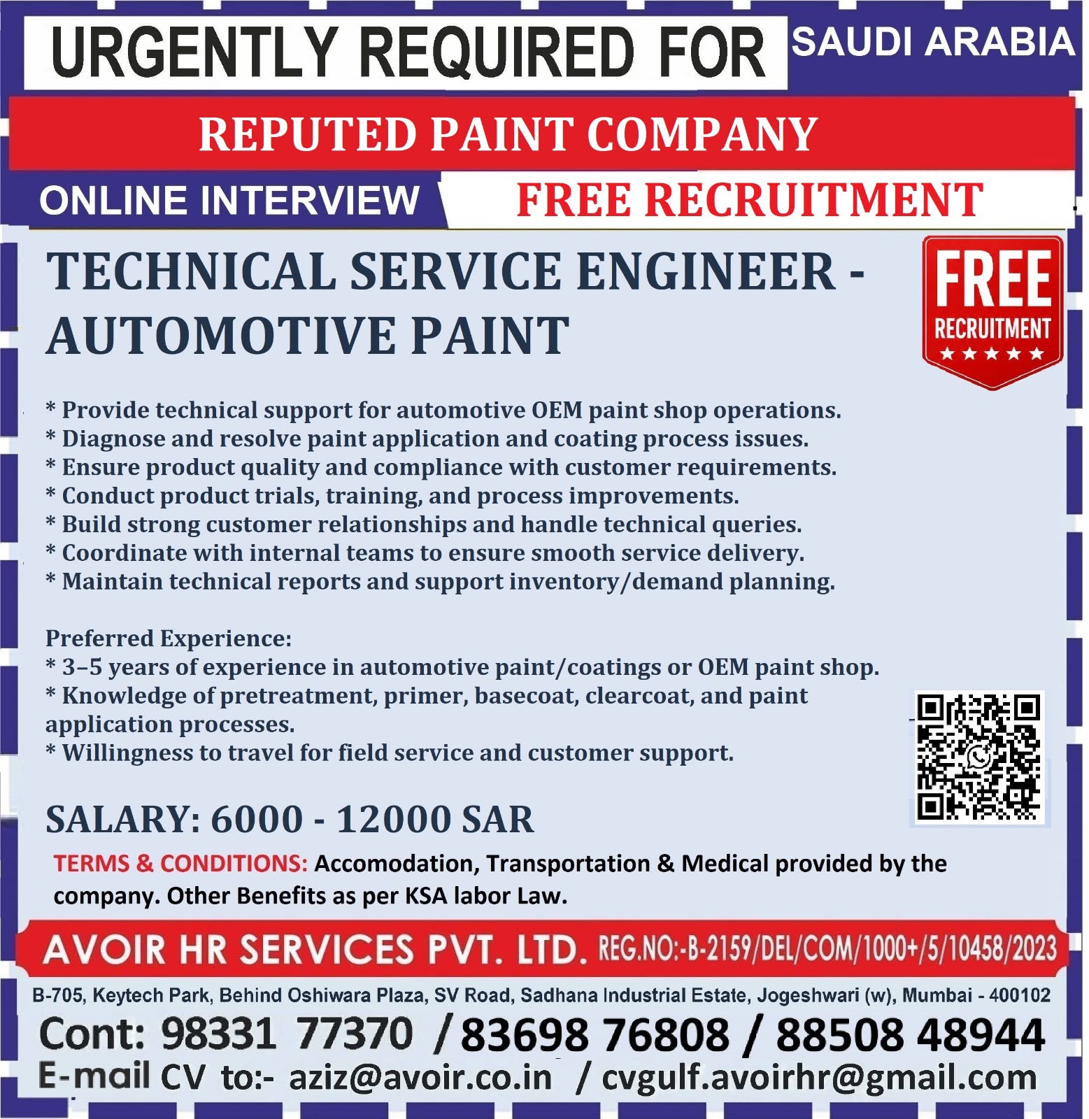 JOB OPENING - SAUDI ARABIA
