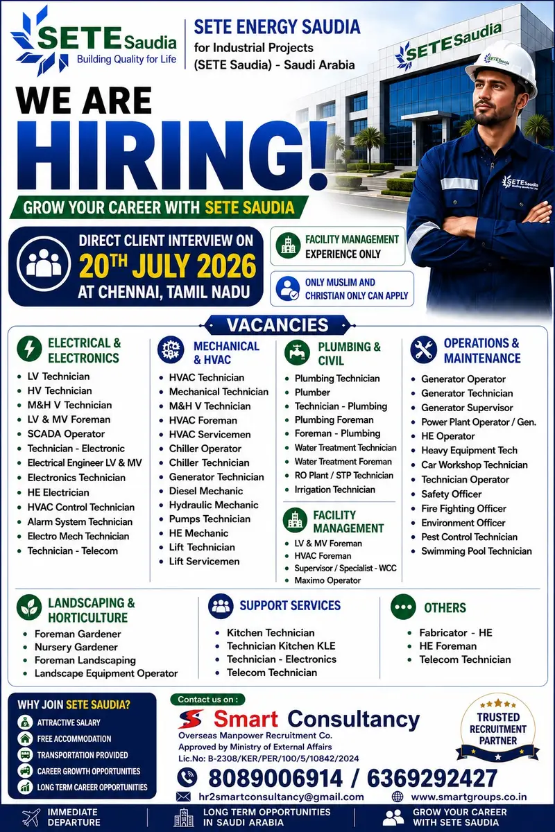 JOB OPENING - SAUDI ARABIA