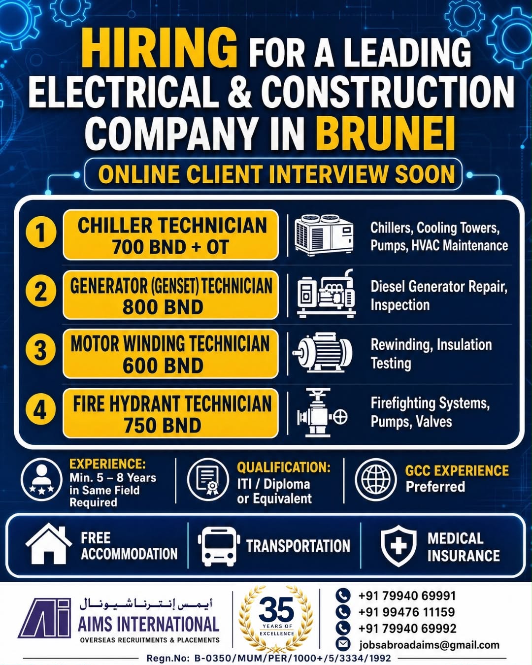 Job Openings: Electrical & Construction Company in Brunei 🇧🇳