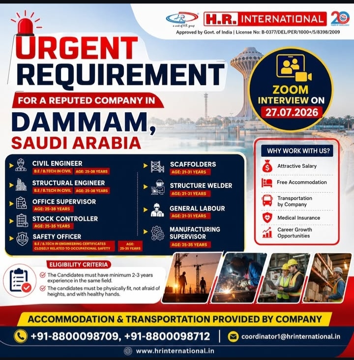 Job Openings for Dammam, Saudi Arabia – H.R. International