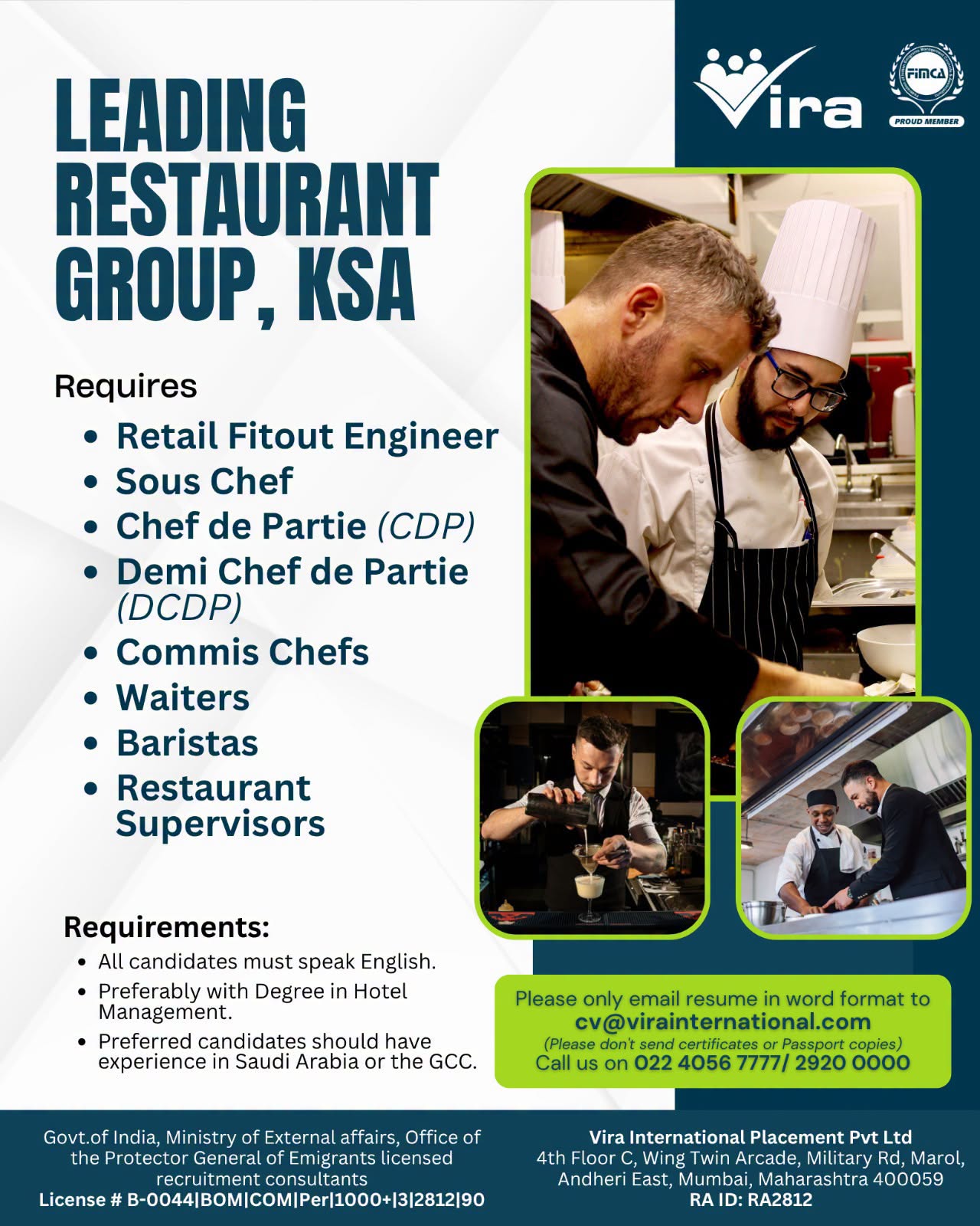 Job Openings: Leading Restaurant Group in Saudi Arabia (KSA