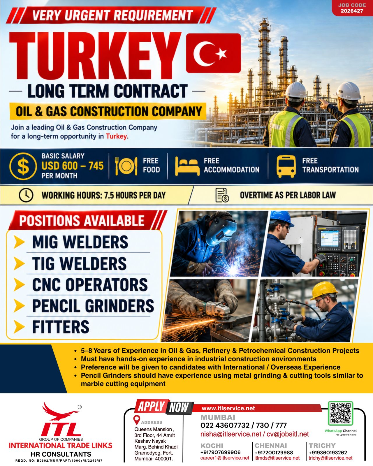 Job Openings: Oil & Gas Construction in Turkey
