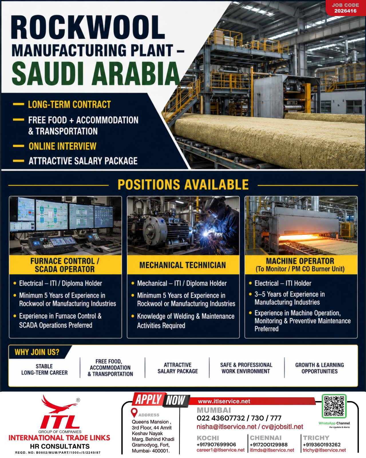 Job Openings: Rockwool Manufacturing Plant – Saudi Arabia