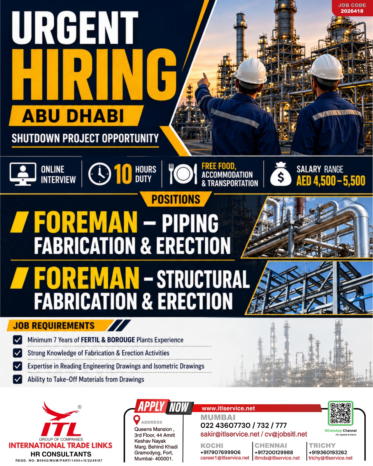 JOB OPPORTUNITY- ABU DHABI