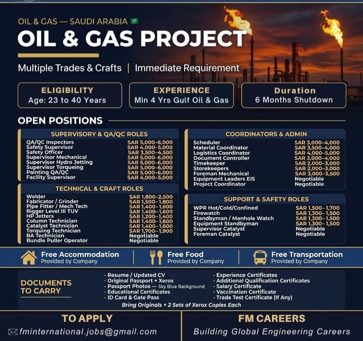JOB OPPORTUNITY IN SAUDI ARABIA
