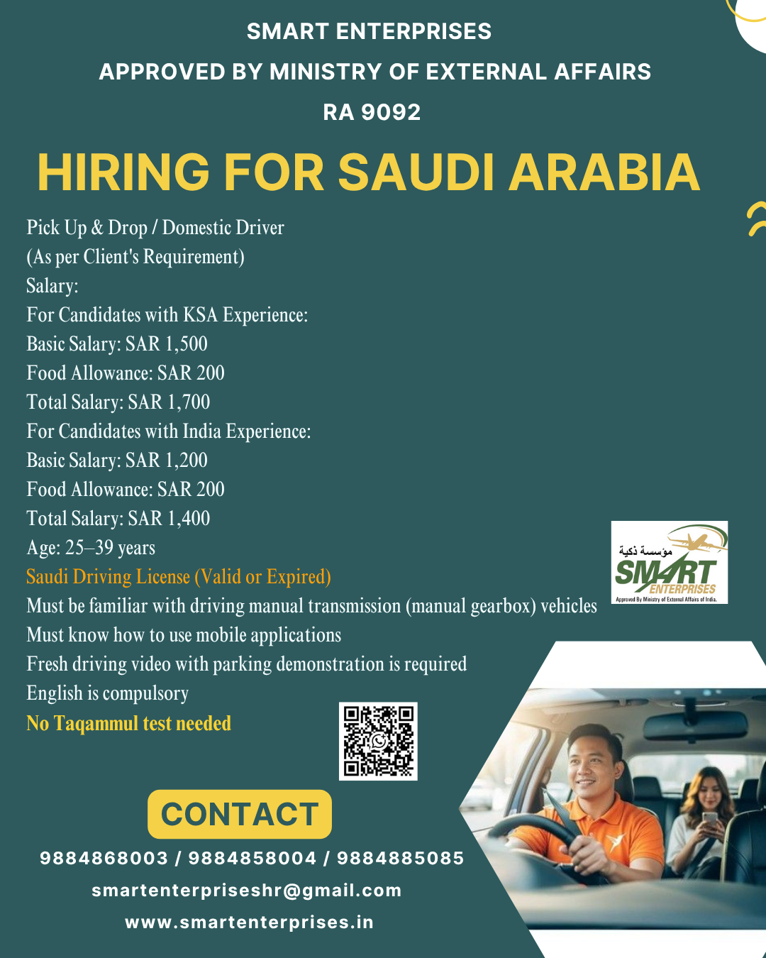 JOB OPPORTUNITY - SAUDI ARABIA