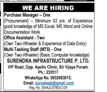 Job Vacancies at Surendra Infrastructure P. Ltd.