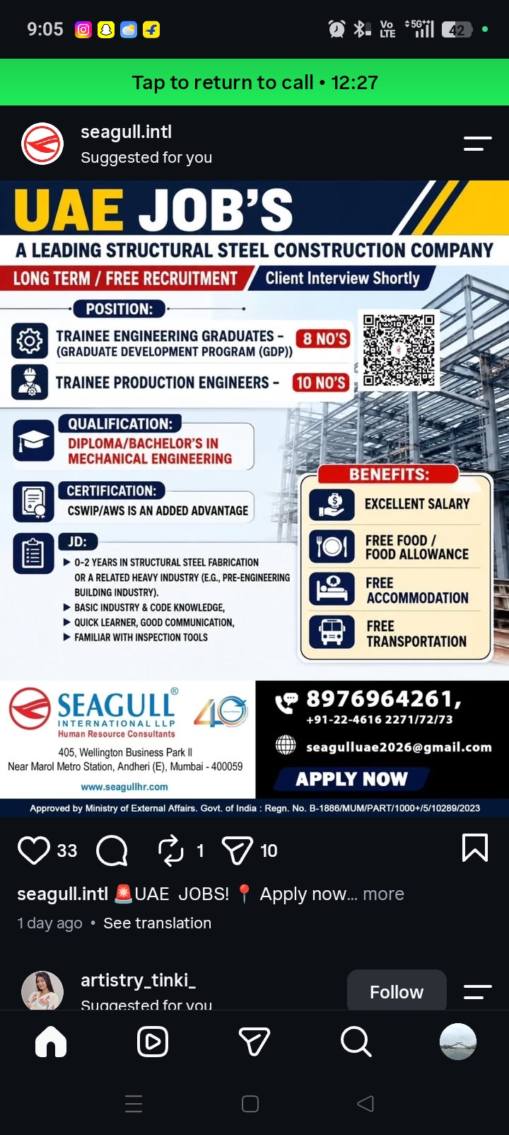 Job Vacancies for Abu Dhabi Shutdown Project