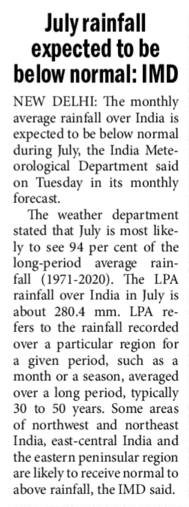 JULY RAINFALL is normal this year